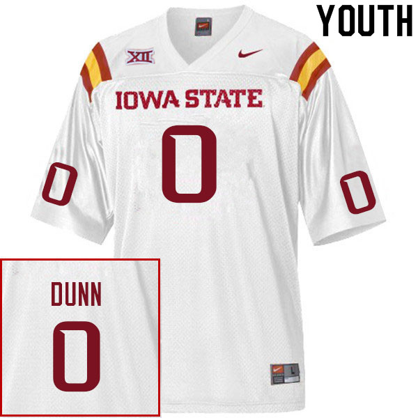 Youth #0 Corey Dunn Iowa State Cyclones College Football Jerseys Sale-White